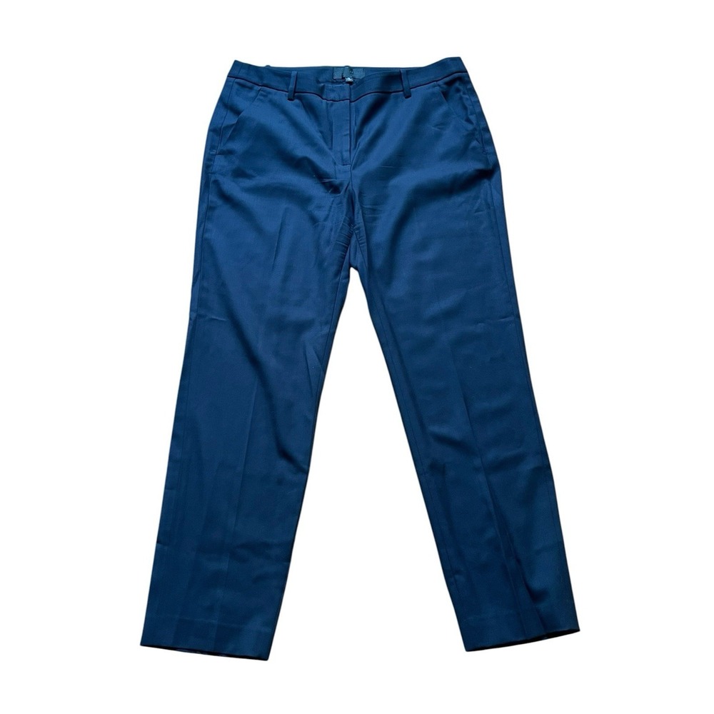 Nili Lotan Virgin Wool Pants Straight Leg Navy Blue‎ Trousers, Size 10